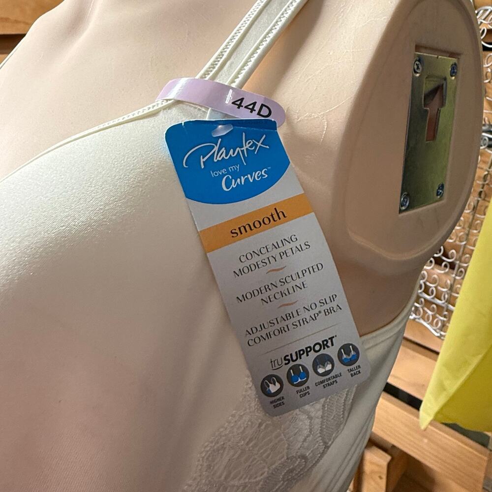 Playtex Tru Support Love My Curves Smoothing Bra Size 44D in Pearl - Picture 6 of 6